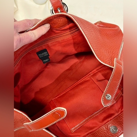 WILSONS LEATHER Pelle Studio orange pebble leather handbag. - Picture 10 of 12